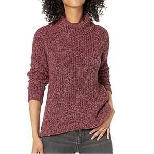 Goodthreads Women’s Cotton Shaker Stitch  Knit Turtleneck Sweater Wine XL NWT